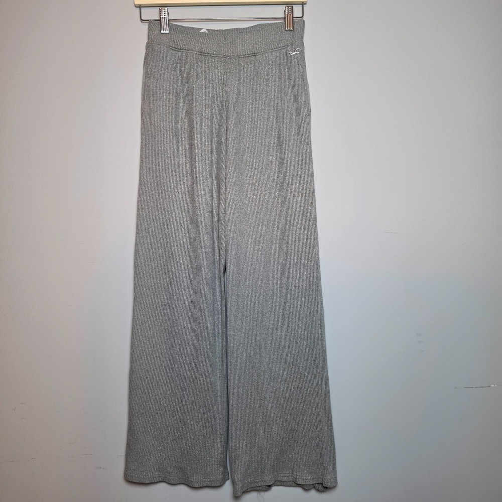 Hollister Ribbed Knit Wide Leg Sleep Lounge Pants Gray Size Small